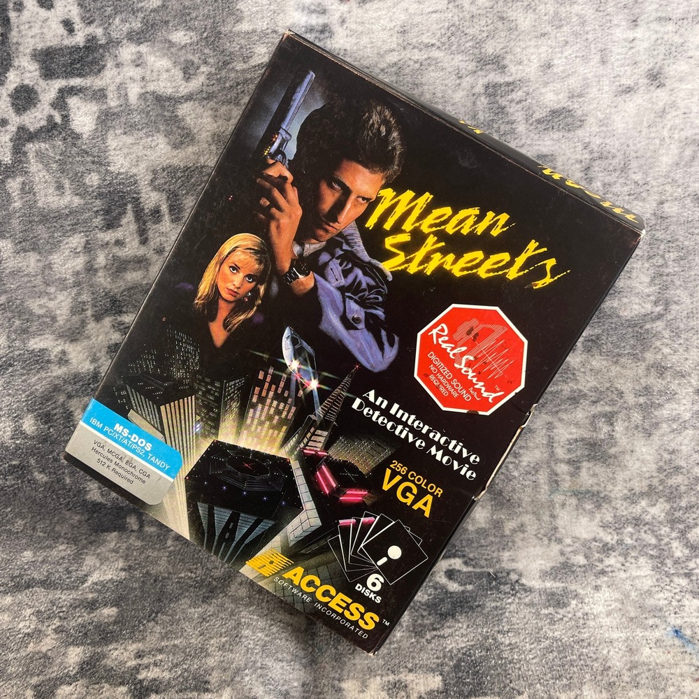 Vtg Mean Streets PC Game Big Box MS-DOS Access Software 1989 Tex Murphy VGA
